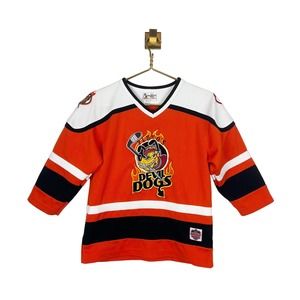 Disney Orange Black White Devil Dogs Hockey Jersey
